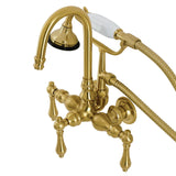 Aqua Vintage Three-Handle 2-Hole Tub Wall Mount Clawfoot Tub Faucet with Hand Shower