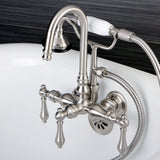 Aqua Vintage Three-Handle 2-Hole Tub Wall Mount Clawfoot Tub Faucet with Hand Shower