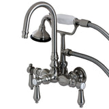 Heirloom Three-Handle 2-Hole Tub Wall Mount Clawfoot Tub Faucet with Hand Shower