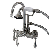 Aqua Vintage Three-Handle 2-Hole Tub Wall Mount Clawfoot Tub Faucet with Hand Shower