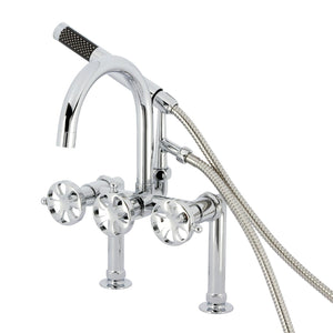 Belknap Three-Handle 2-Hole Deck-Mount Clawfoot Tub Faucet with Hand Shower