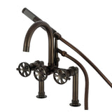 Belknap Three-Handle 2-Hole Deck-Mount Clawfoot Tub Faucet with Hand Shower