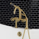 Fuller Three-Handle 2-Hole Deck-Mount Clawfoot Tub Faucet with Hand Shower