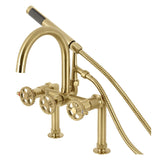 Fuller Three-Handle 2-Hole Deck-Mount Clawfoot Tub Faucet with Hand Shower