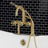 Webb Three-Handle 2-Hole Deck-Mount Clawfoot Tub Faucet with Knurled Handle and Hand Shower