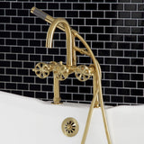 Belknap Three-Handle 2-Hole Deck-Mount Clawfoot Tub Faucet with Hand Shower