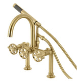 Belknap Three-Handle 2-Hole Deck-Mount Clawfoot Tub Faucet with Hand Shower