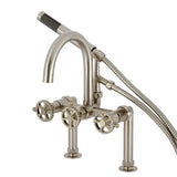 Fuller Three-Handle 2-Hole Deck-Mount Clawfoot Tub Faucet with Hand Shower