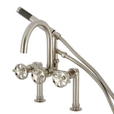 Belknap Three-Handle 2-Hole Deck-Mount Clawfoot Tub Faucet with Hand Shower