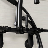 Kaiser Three-Handle 2-Hole Tub Wall Mount Clawfoot Tub Faucet with Hand Shower