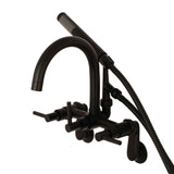Concord Three-Handle 2-Hole Tub Wall Mount Clawfoot Tub Faucet with Hand Shower