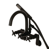 Concord Three-Handle 2-Hole Tub Wall Mount Clawfoot Tub Faucet with Hand Shower