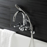 Kaiser Three-Handle 2-Hole Tub Wall Mount Clawfoot Tub Faucet with Hand Shower