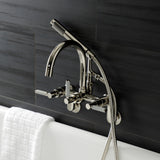 Kaiser Three-Handle 2-Hole Tub Wall Mount Clawfoot Tub Faucet with Hand Shower