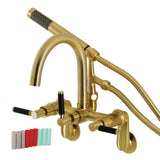 Kaiser Three-Handle 2-Hole Tub Wall Mount Clawfoot Tub Faucet with Hand Shower