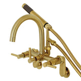 Concord Three-Handle 2-Hole Tub Wall Mount Clawfoot Tub Faucet with Hand Shower