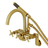 Concord Three-Handle 2-Hole Tub Wall Mount Clawfoot Tub Faucet with Hand Shower