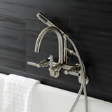Kaiser Three-Handle 2-Hole Tub Wall Mount Clawfoot Tub Faucet with Hand Shower