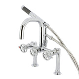 Fuller Three-Handle 2-Hole Deck-Mount Clawfoot Tub Faucet with Hand Shower