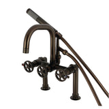 Fuller Three-Handle 2-Hole Deck-Mount Clawfoot Tub Faucet with Hand Shower