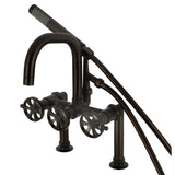 Belknap Three-Handle 2-Hole Deck-Mount Clawfoot Tub Faucet with Hand Shower