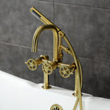 Fuller Three-Handle 2-Hole Deck-Mount Clawfoot Tub Faucet with Hand Shower