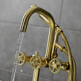 Fuller Three-Handle 2-Hole Deck-Mount Clawfoot Tub Faucet with Hand Shower