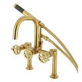 Fuller Three-Handle 2-Hole Deck-Mount Clawfoot Tub Faucet with Hand Shower