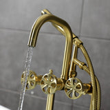 Belknap Three-Handle 2-Hole Deck-Mount Clawfoot Tub Faucet with Hand Shower