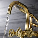 Fuller Three-Handle 2-Hole Wall Mount Clawfoot Tub Faucet with Hand Shower