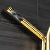 Webb Three-Handle 2-Hole Adjustable Wall Mount Clawfoot Tub Faucet with Knurled Handle and Hand Shower