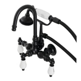 Aqua Vintage Three-Handle 2-Hole Tub Wall Mount Clawfoot Tub Faucet with Hand Shower