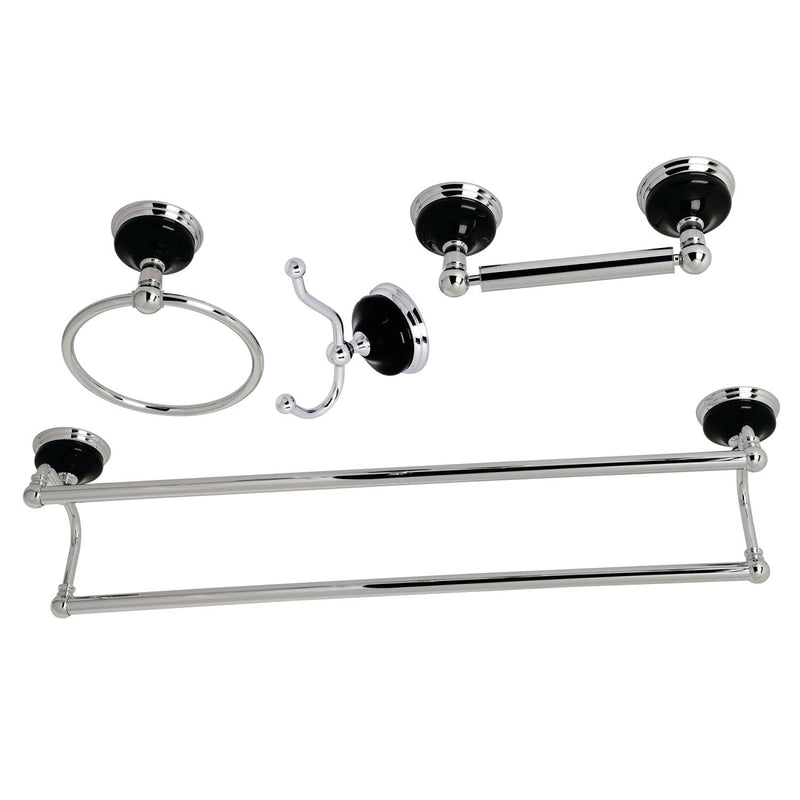 Water Onyx 4-Piece 24-Inch Dual Towel Bar Bathroom Accessory Set