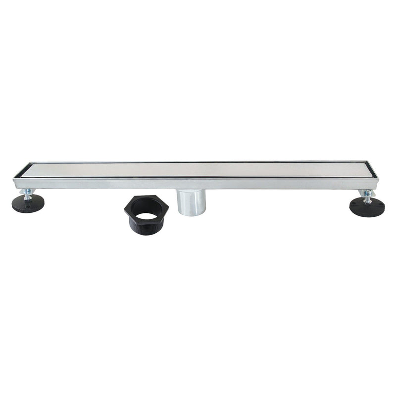 Watercourse 24-Inch Stainless Steel Linear Shower Drain with Reversible Tile Insert and Flat Grate
