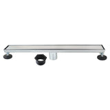 Watercourse 24-Inch Stainless Steel Linear Shower Drain with Reversible Tile Insert and Flat Grate