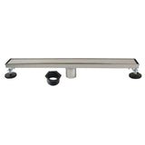 Watercourse 24-Inch Stainless Steel Linear Shower Drain with Reversible Tile Insert and Flat Grate