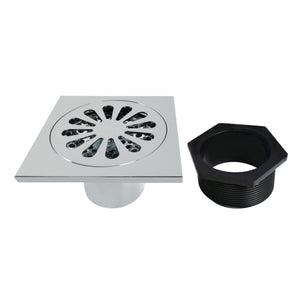 Watercourse 4-Inch Square Grid Shower Drain with Hair Catcher