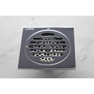 Watercourse 4-Inch Square Grid Shower Drain with Hair Catcher