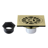 Watercourse 4-Inch Brass Square Grid Shower Drain with Hair Strainer