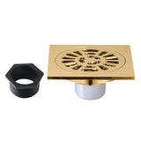 Watercourse 4-Inch Brass Square Grid Shower Drain with Hair Strainer