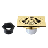 Watercourse 4-Inch Brass Square Grid Shower Drain with Hair Strainer