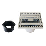 Watercourse 4-Inch Brass Square Grid Shower Drain with Hair Strainer