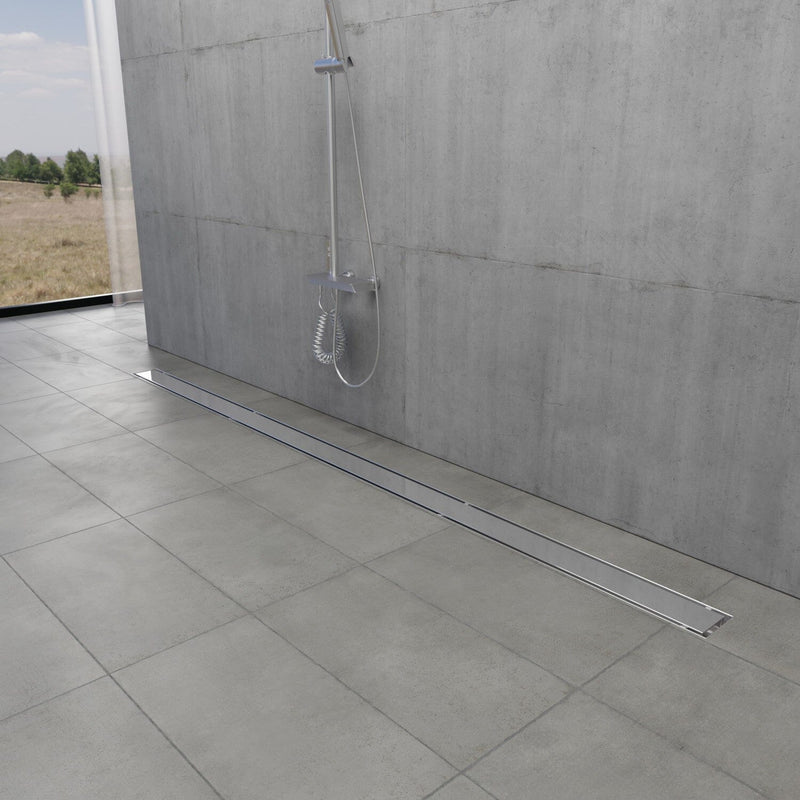 Watercourse 60-Inch Stainless Steel Linear Shower Drain with Reversible Tile Insert and Flat Grate