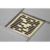 Watercourse 4-Inch Brass Square Grid Shower Drain with Hair Strainer