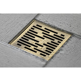 Watercourse 4-Inch Brass Square Grid Shower Drain with Hair Strainer