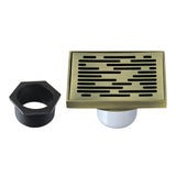 Watercourse 4-Inch Brass Square Grid Shower Drain with Hair Strainer