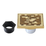 Watercourse 4-Inch Brass Square Grid Shower Drain with Hair Strainer