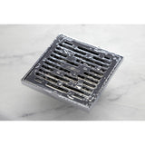 Watercourse 4-Inch Brass Square Grid Shower Drain with Hair Strainer