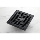 Watercourse 4-Inch Brass Square Grid Shower Drain with Hair Strainer