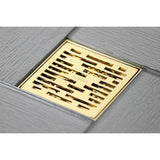 Watercourse 4-Inch Brass Square Grid Shower Drain with Hair Strainer